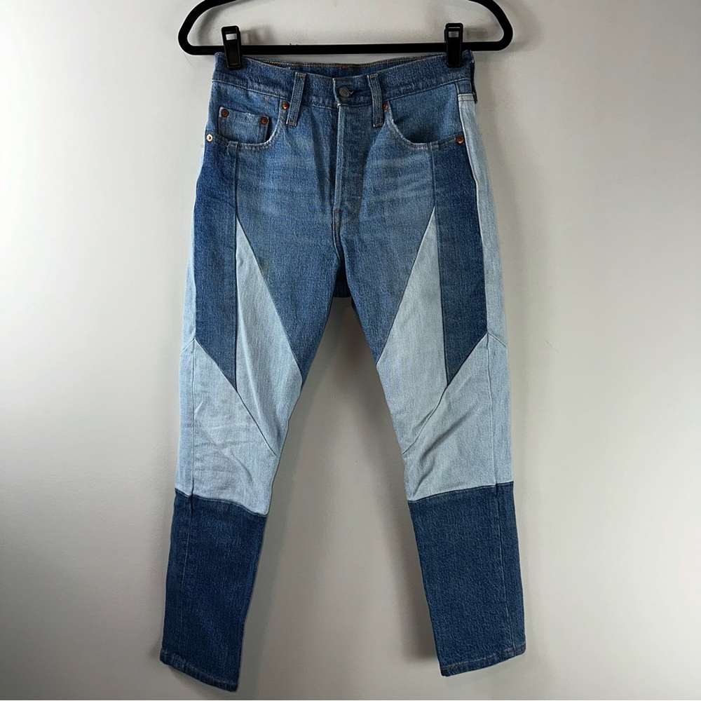Levi’s 501 Short Skinny Western Cowgirl Patchwork Jeans Women Size 25